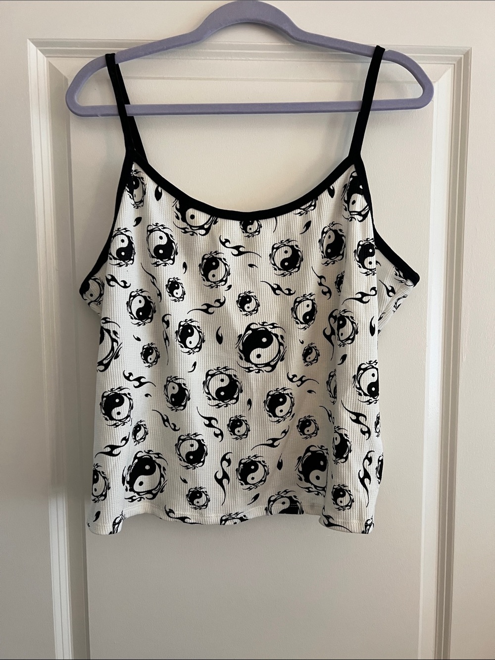 Black & White Yin Yang Ribbed Camisole Tank
